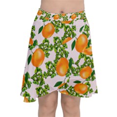 Citrus Tropical Orange Pink Chiffon Wrap Front Skirt by snowwhitegirl