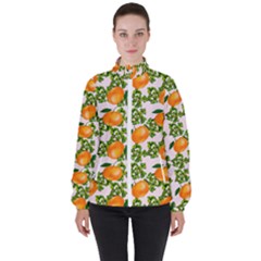 Citrus Tropical Orange Pink High Neck Windbreaker (women) by snowwhitegirl