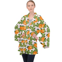 Citrus Tropical Orange Pink Velvet Kimono Robe