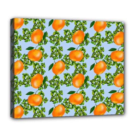 Citrus Tropical Orange Blue Deluxe Canvas 24  X 20  (stretched) by snowwhitegirl