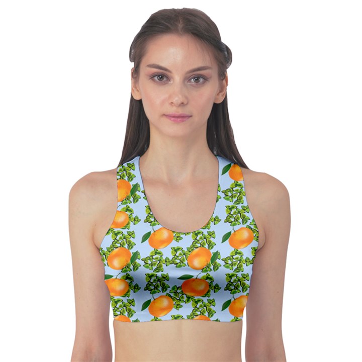 Citrus Tropical Orange Blue Sports Bra