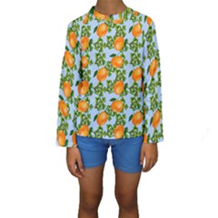 Citrus Tropical Orange Blue Kids  Long Sleeve Swimwear by snowwhitegirl