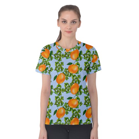 Citrus Tropical Orange Blue Women s Cotton Tee by snowwhitegirl