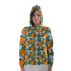 Citrus Tropical Orange Blue Hooded Windbreaker (women) by snowwhitegirl