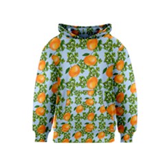 Citrus Tropical Orange Blue Kids  Pullover Hoodie by snowwhitegirl