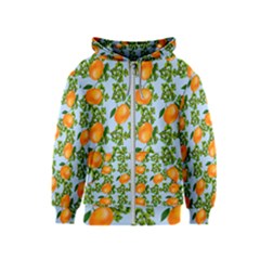 Citrus Tropical Orange Blue Kids  Zipper Hoodie by snowwhitegirl