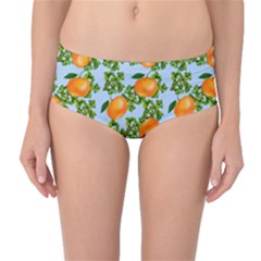 Citrus Tropical Orange Blue Mid-waist Bikini Bottoms by snowwhitegirl