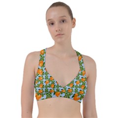 Citrus Tropical Orange Blue Sweetheart Sports Bra by snowwhitegirl