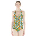 Citrus Tropical Orange Blue Halter Swimsuit View1