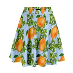 Citrus Tropical Orange Blue High Waist Skirt by snowwhitegirl