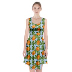 Citrus Tropical Orange Blue Racerback Midi Dress