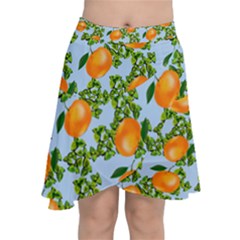 Citrus Tropical Orange Blue Chiffon Wrap Front Skirt by snowwhitegirl