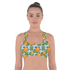 Citrus Tropical Orange Blue Cross Back Sports Bra by snowwhitegirl