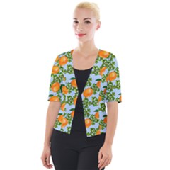 Citrus Tropical Orange Blue Cropped Button Cardigan by snowwhitegirl