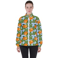 Citrus Tropical Orange Blue High Neck Windbreaker (women) by snowwhitegirl