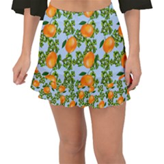 Citrus Tropical Orange Blue Fishtail Mini Chiffon Skirt by snowwhitegirl