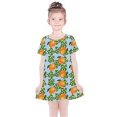 Citrus Tropical Orange Blue Kids  Simple Cotton Dress by snowwhitegirl