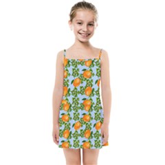 Citrus Tropical Orange Blue Kids  Summer Sun Dress by snowwhitegirl