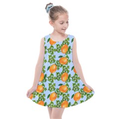 Citrus Tropical Orange Blue Kids  Summer Dress by snowwhitegirl