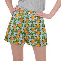 Citrus Tropical Orange Blue Stretch Ripstop Shorts