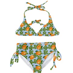 Citrus Tropical Orange Blue Kids  Classic Bikini Set by snowwhitegirl