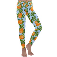 Citrus Tropical Orange Blue Kids  Lightweight Velour Classic Yoga Leggings