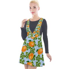 Citrus Tropical Orange Blue Plunge Pinafore Velour Dress