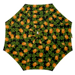 Citrus Tropical Orange Black Straight Umbrellas by snowwhitegirl