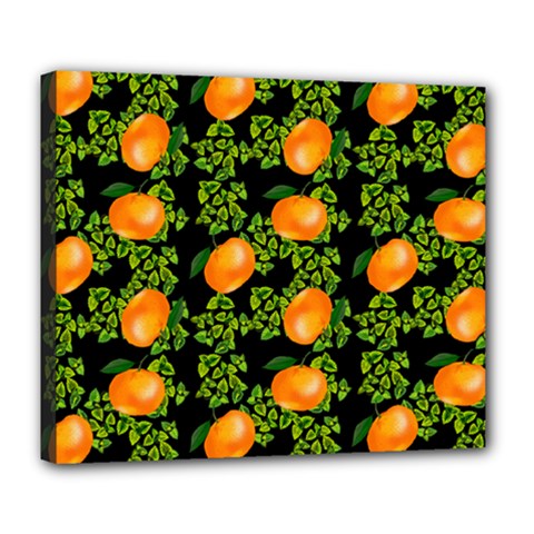 Citrus Tropical Orange Black Deluxe Canvas 24  X 20  (stretched) by snowwhitegirl