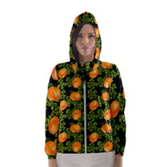 Citrus Tropical Orange Black Hooded Windbreaker (women) by snowwhitegirl