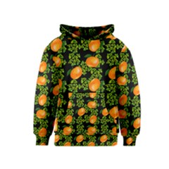 Citrus Tropical Orange Black Kids  Pullover Hoodie by snowwhitegirl