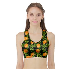 Citrus Tropical Orange Black Sports Bra With Border by snowwhitegirl