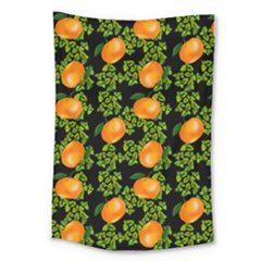 Citrus Tropical Orange Black Large Tapestry by snowwhitegirl