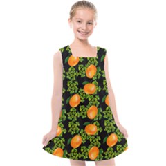 Citrus Tropical Orange Black Kids  Cross Back Dress by snowwhitegirl