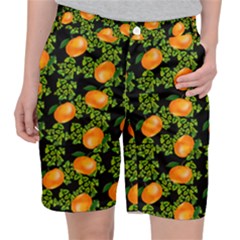 Citrus Tropical Orange Black Pocket Shorts