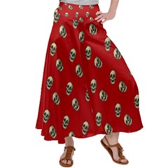 Skull Red Pattern Satin Palazzo Pants by snowwhitegirl