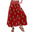 Skull Red Pattern Satin Palazzo Pants View1