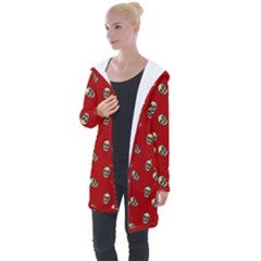 Skull Red Pattern Longline Hooded Cardigan