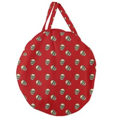 Skull Red Pattern Giant Round Zipper Tote by snowwhitegirl