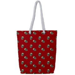 Skull Red Pattern Full Print Rope Handle Tote (small) by snowwhitegirl