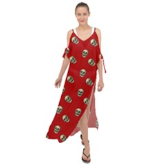 Skull Red Pattern Maxi Chiffon Cover Up Dress