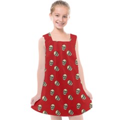 Skull Red Pattern Kids  Cross Back Dress by snowwhitegirl