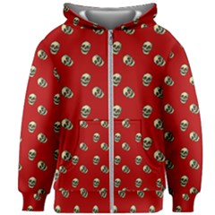 Skull Red Pattern Kids  Zipper Hoodie Without Drawstring