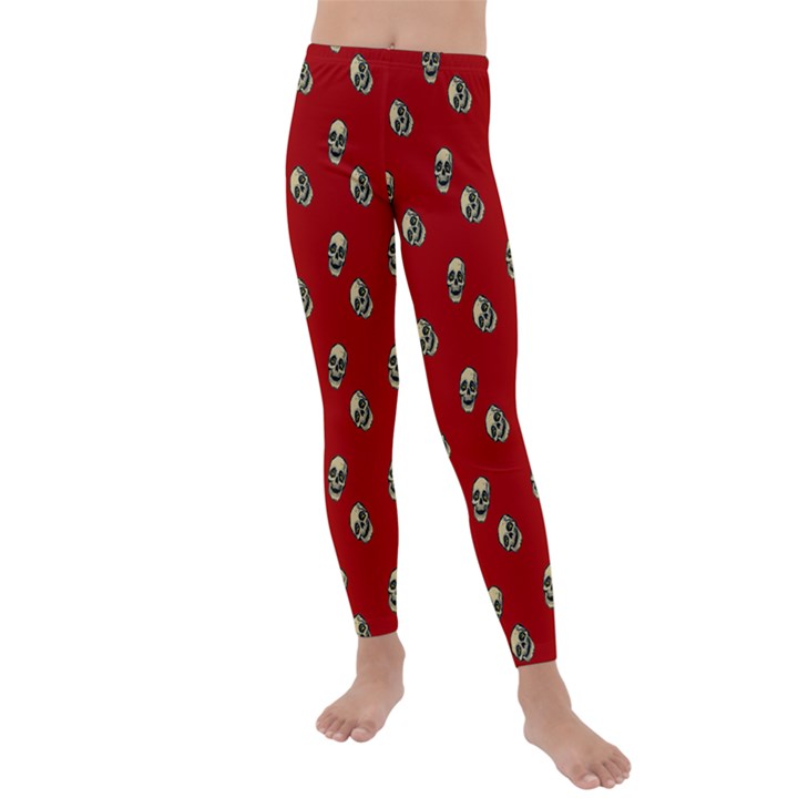 Skull Red Pattern Kids  Lightweight Velour Leggings