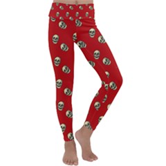 Skull Red Pattern Kids  Lightweight Velour Classic Yoga Leggings