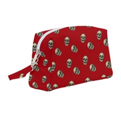 Skull Red Pattern Wristlet Pouch Bag (medium)