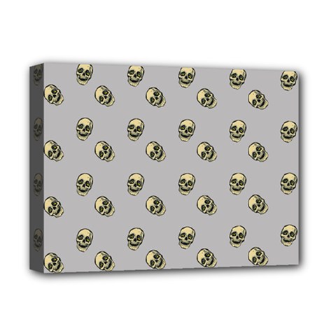 Skull Grey Pattern Deluxe Canvas 16  X 12  (stretched)  by snowwhitegirl