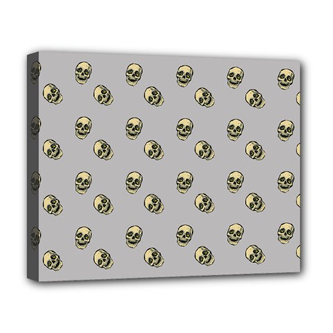 Skull Grey Pattern Deluxe Canvas 20  X 16  (stretched) by snowwhitegirl