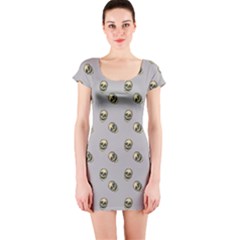 Skull Grey Pattern Short Sleeve Bodycon Dress by snowwhitegirl