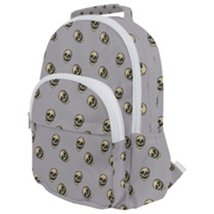 Skull Grey Pattern Rounded Multi Pocket Backpack